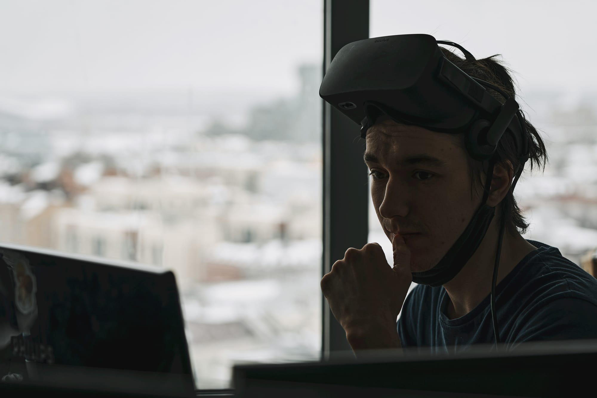 man depressed about to take Virtual Reality Therapy