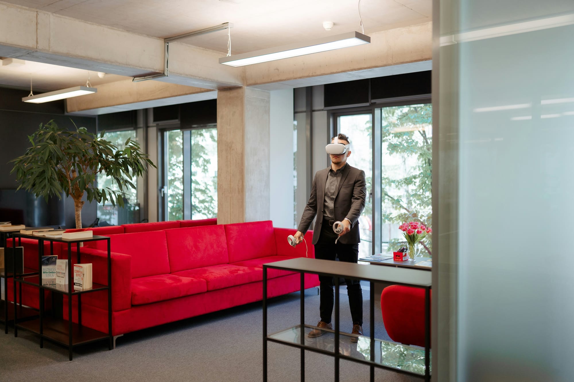 person in his office using Enterprise Virtual Reality