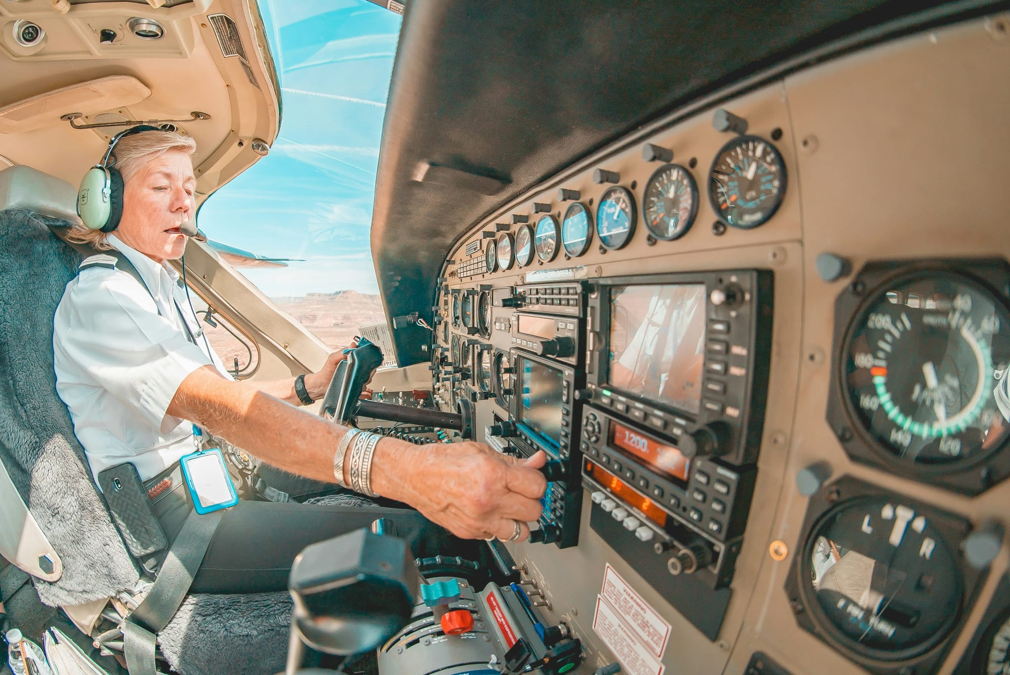 pilot flying a plane - vr flight simulator